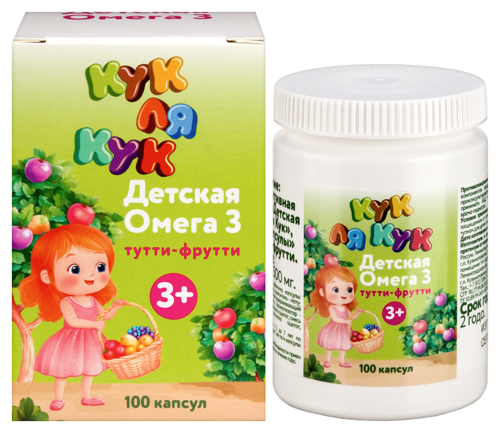 Изображение товара Мирролла Детская омега 3 Кук ля кук со вкусом Тутти-Фрутти 100 шт.