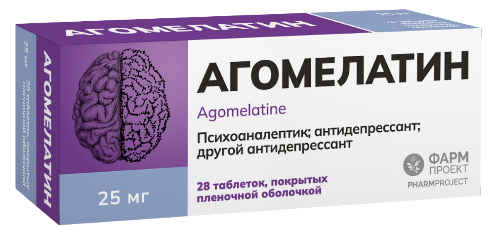 Изображение товара Агомелатин 25 мг 28 таблеток для лечения депрессии и тревожных расстройств