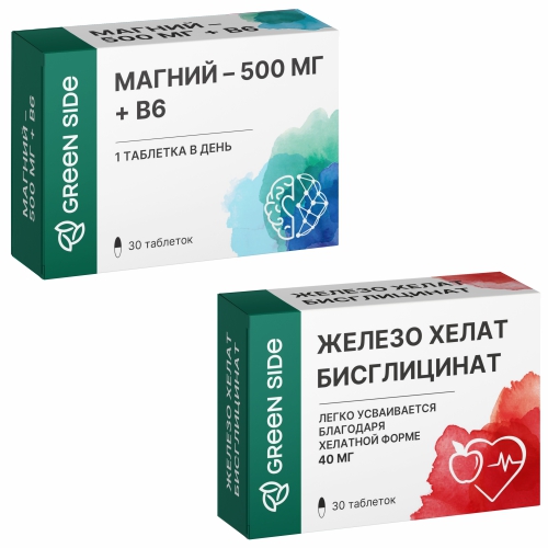 Изображение товара Набор МАГНИЙ-500МГ+В6 N30 ТАБЛ + ЖЕЛЕЗО ХЕЛАТ БИСГЛИЦИНАТ N30 ТАБЛ Изображение товара Набор МАГНИЙ-500МГ+В6 N30 ТАБЛ + ЖЕЛЕЗО ХЕЛАТ БИСГЛИЦИНАТ N30 ТАБЛ