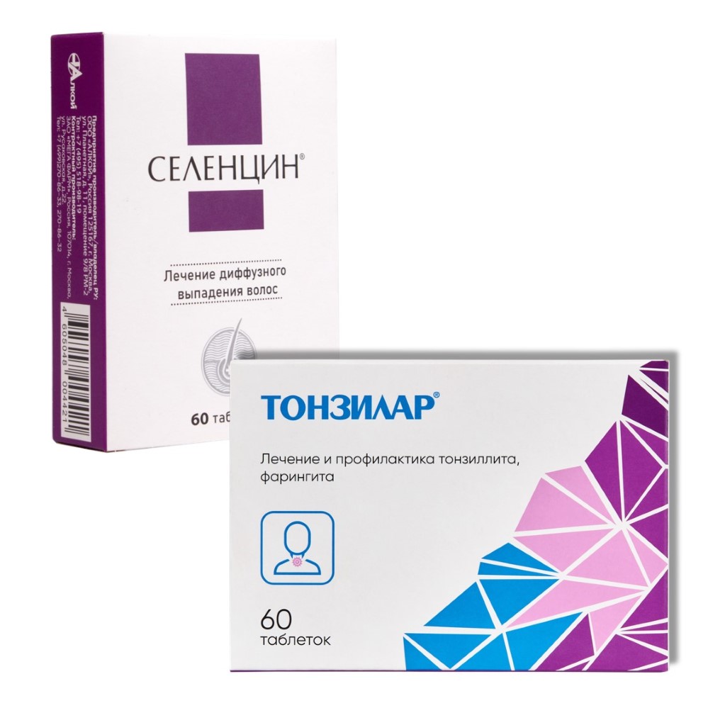 Изображение товара Набор СЕЛЕНЦИН 60 табл.+ ТОНЗИЛАР 60 табл.