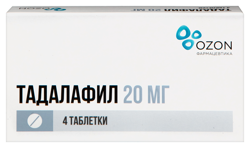 Изображение товара Тадалафил 20 мг таблетки 4 шт для эректильной дисфункции и мочевых симптомов