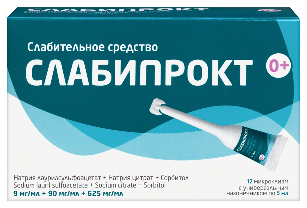 Изображение товара Слабипрокт 9 мг/мл + 90 мг/мл + 625 мг/мл 12 шт. микроклизма