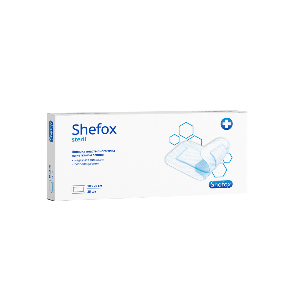 Shefox повязка пластырного типа размер 10х25 см 25 шт. инструкция по применению