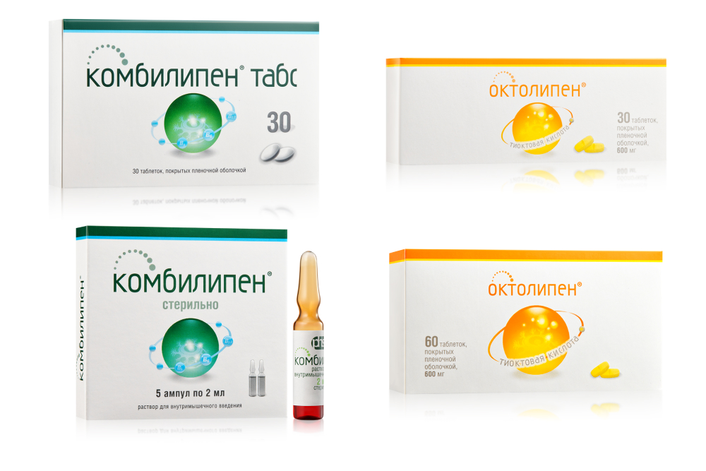 Изображение товара Набор Комплексная терапия при осложнениях сахарного диабета: Комбилипен р-р №5 + таб №30 и Октолипен таб №30 + таб №60