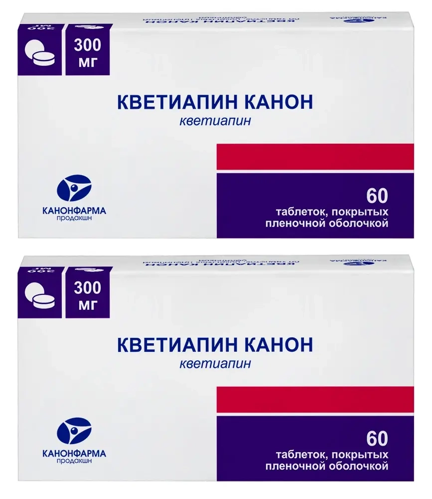 Изображение товара Набор из 2-х упаковок Кветиапин Канон 300 мг 60 шт со скидкой