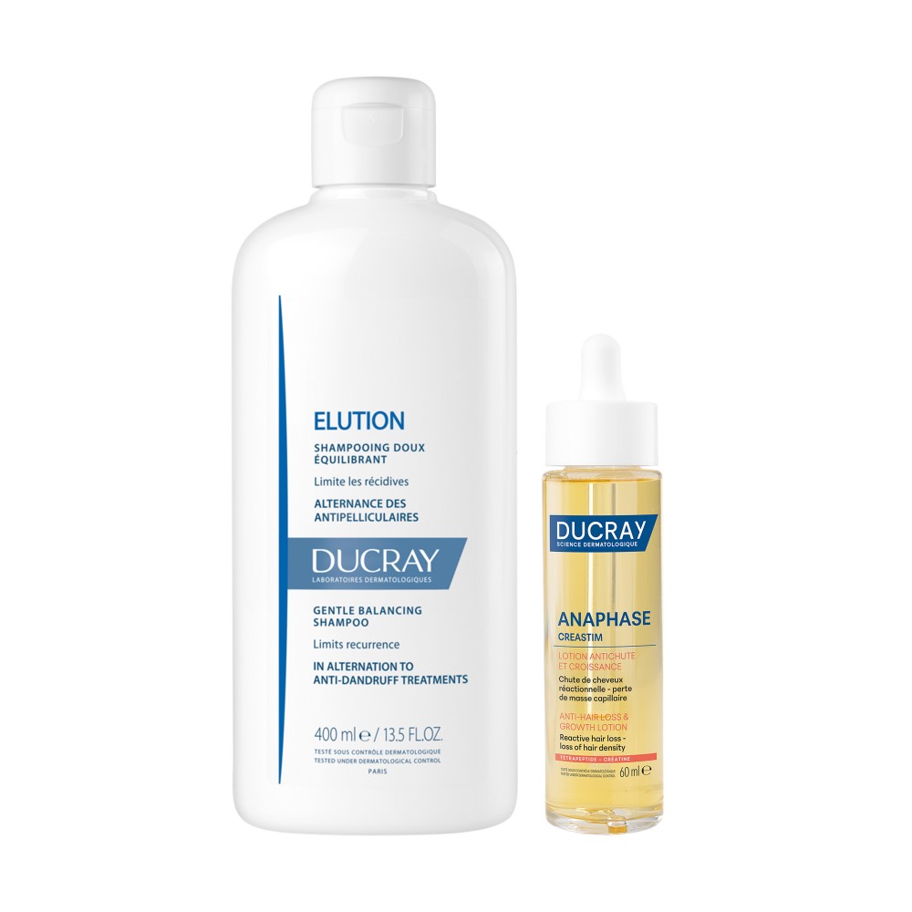 Изображение товара Набор DUCRAY CREASTIM ЛОСЬОН ПРОТИВ ВЫПАДЕНИЯ ВОЛОС 60МЛ + DUCRAY ELUTION МЯГКИЙ БАЛАНСИРУЮЩИЙ ШАМПУНЬ 400МЛ