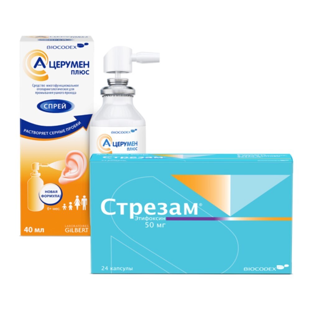 Изображение товара Набор Стрезам 0,05 N24 капс + А-церумен Плюс 40мл спрей со скидкой