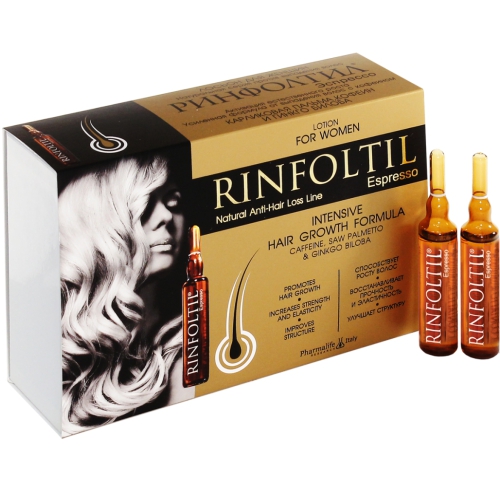 Rinfoltil эспрессо ампулы с кофеином против выпадения волос для женщин  активация естественного роста 10 мл 10 шт. - цена 3415 руб., купить в  интернет аптеке в Инзе Rinfoltil эспрессо ампулы с кофеином