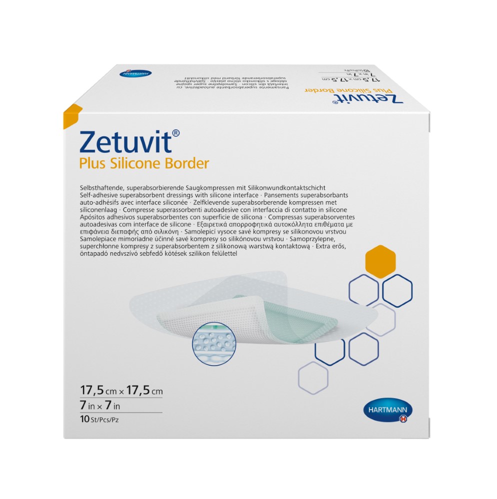 Изображение товара Самоклеящаяся суперабсорбирующая повязка Zetuvit Plus Silicone Border 17,5х17,5 см, 10 шт.