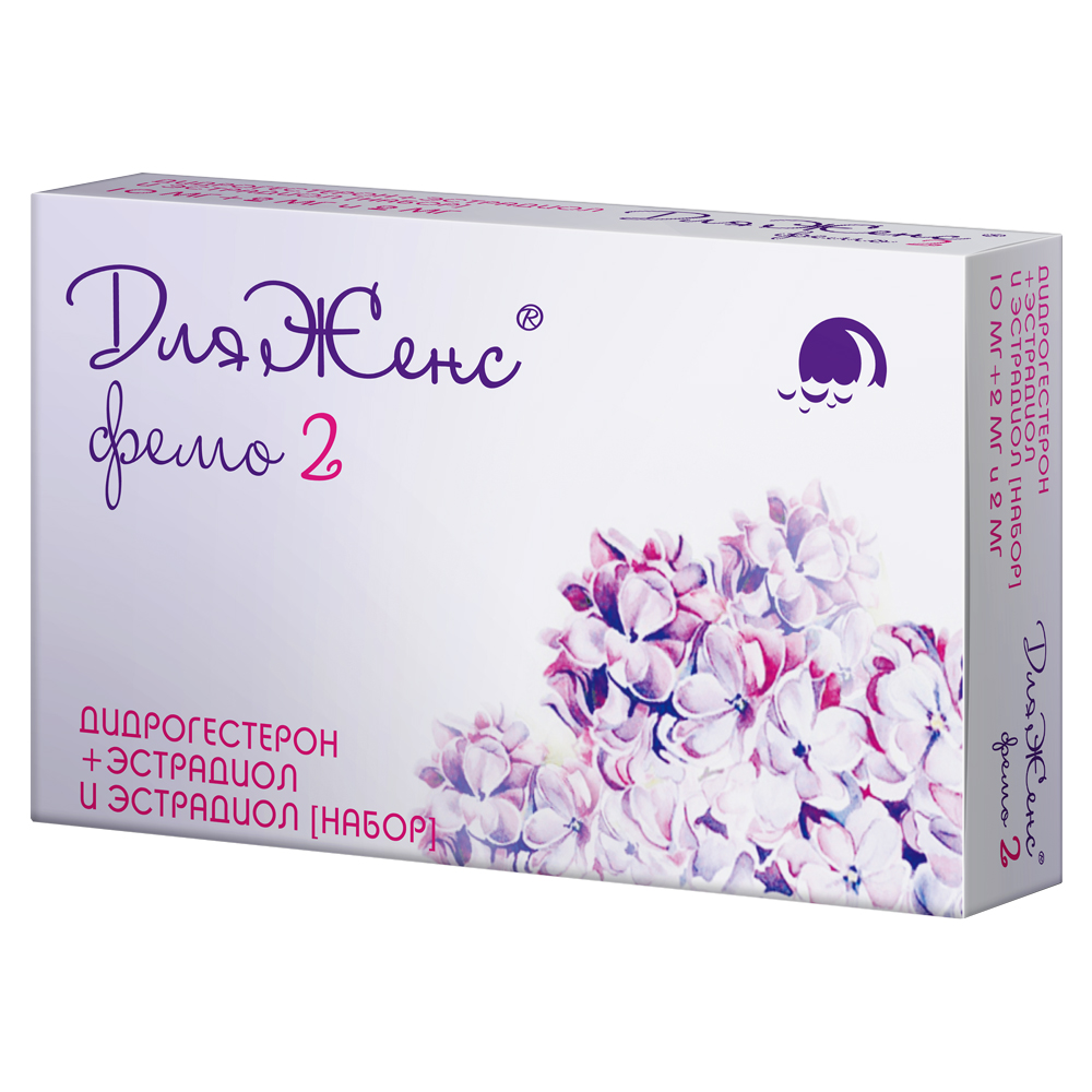 Изображение товара Гормональный препарат для женщин ДляЖенс фемо 10 мг + 2 мг 28 шт Ихэтаблетки для менопаузы