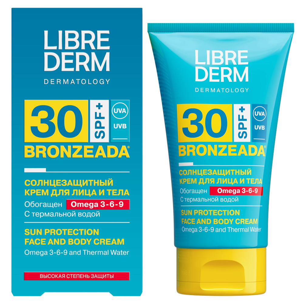 Изображение товара Librederm bronzeada солнцезащитный крем SPF30 с омега 3-6-9 150 мл