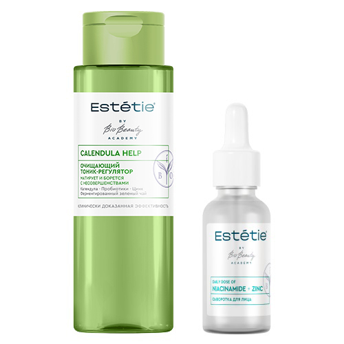 Изображение товара Набор ESTETIE ОЧИЩЕНИЕ со скидкой до 20% (тоник-регулятор очищающий 190мл+сыворотка для лица NIACINAMIDE+ZINC 30мл)