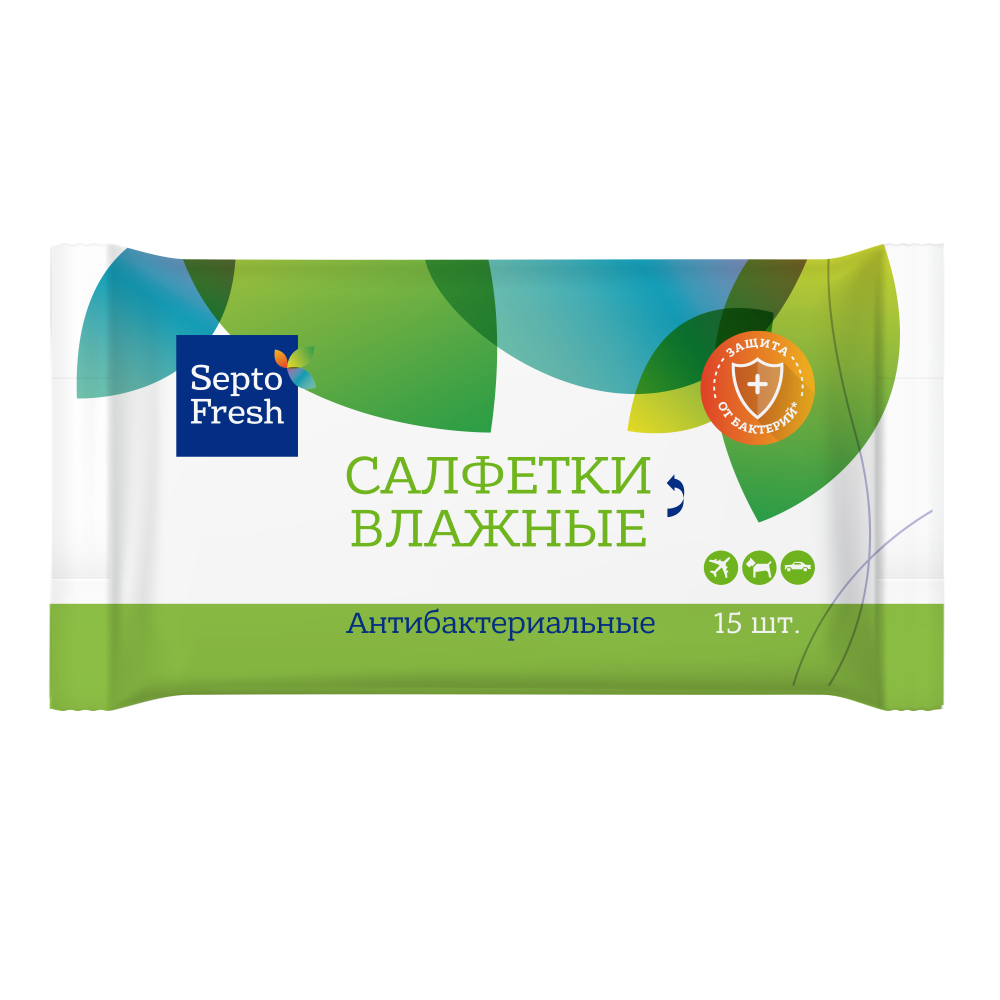 Изображение товара Septofresh салфетки влажные антибактериальные 15 шт.