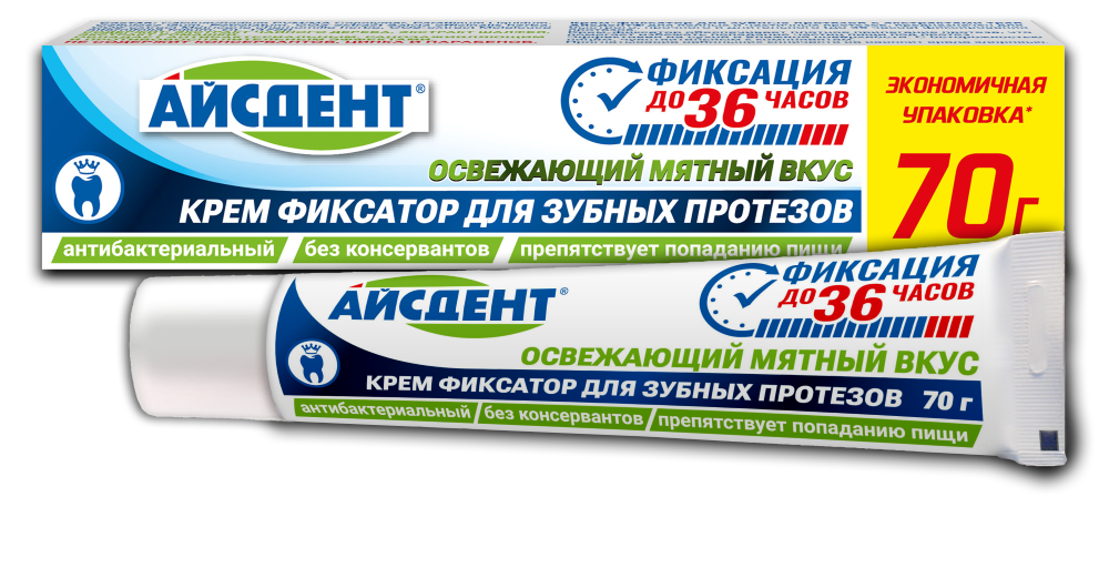 Изображение товара Айсдент крем-фиксатор для зубных протезов мятный 70 г