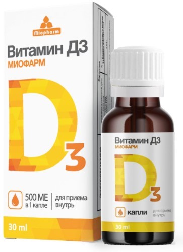 Изображение товара Витамин д 3 миофарм капли 500 МЕ 30 мл жидкость флакон с дозатором-капельницей