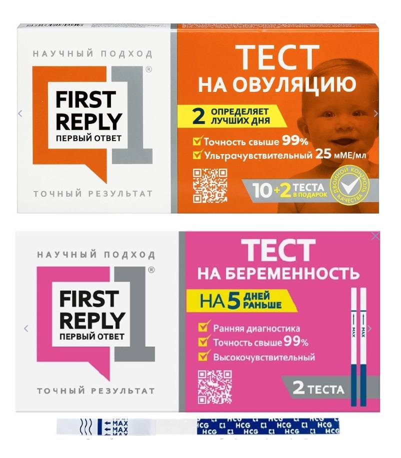 Изображение товара Набор тестов "Первый ответ": тест д/опр овуляции 10+2 в подарок и тест д/опр беременности №2