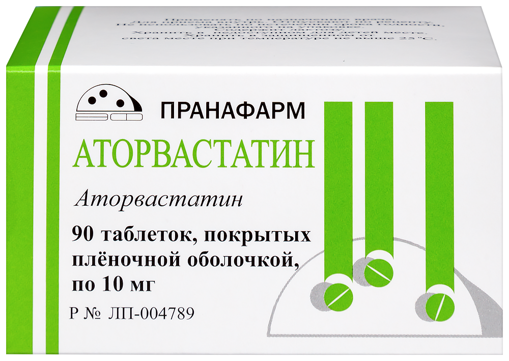 Изображение товара Аторвастатин 10 мг 90 таблеток покрытые пленочной оболочкой для снижения холестерина