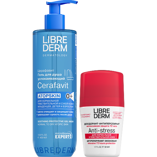 Изображение товара Набор ЛИБРИДЕРМ: гель для душа успокаивающий для сухой кожи 400мл + дезодорант шариковый женский 72 часа 50мл