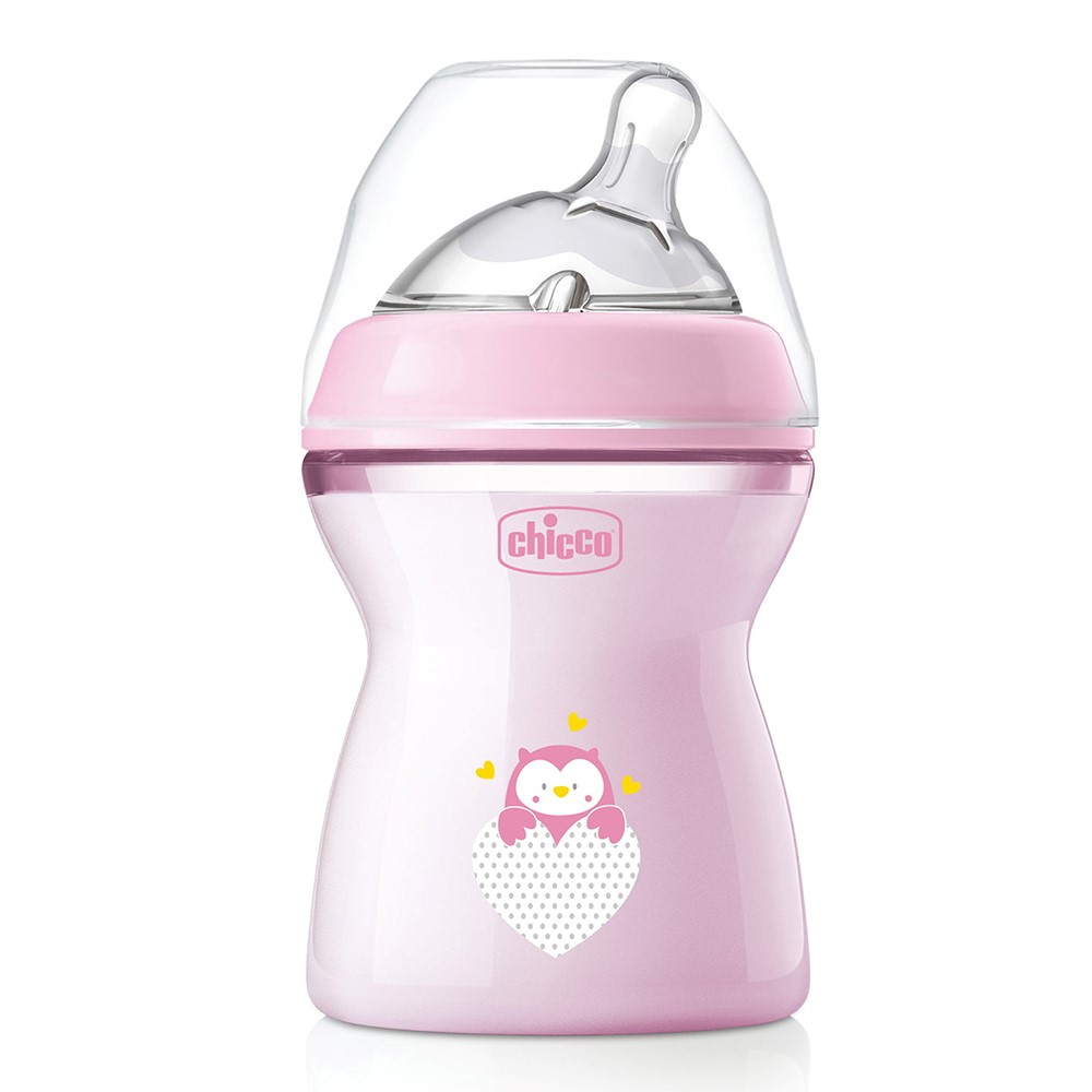 Изображение товара Chicco natural feeling бутылочка полипропиленовая+соска силиконовая с флексорами 2+ 250 мл розовая