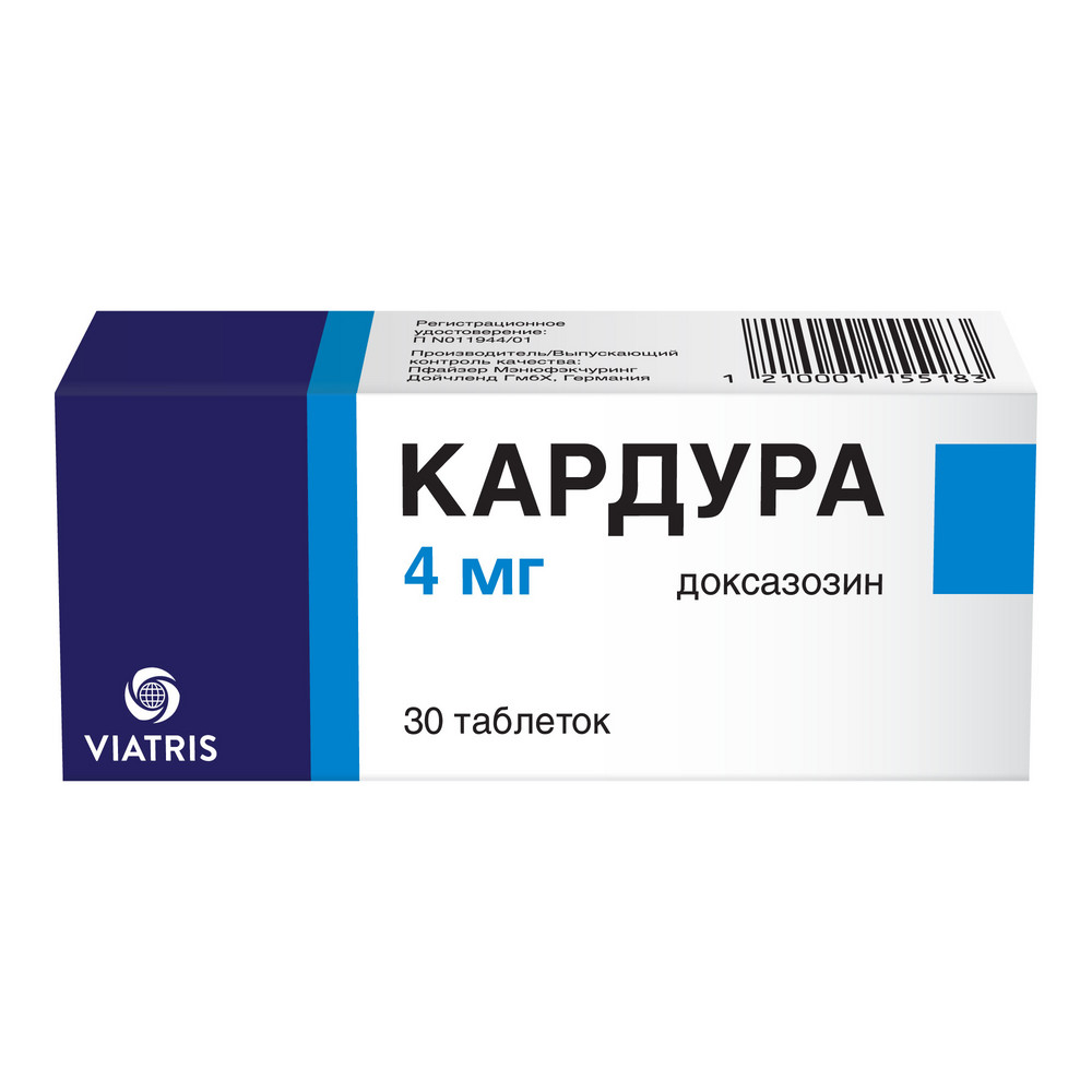 Кардура 4 мг 30 шт. таблетки инструкция по применению