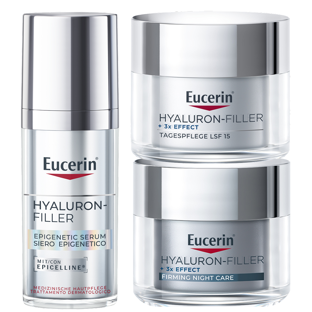 Изображение товара Набор EUCERIN HYALURON-FILLER: КРЕМ ДЛЯ ДНЕВНОГО УХОДА ЗА СУХОЙ ЧУВСТВИТЕЛЬНОЙ КОЖЕЙ SPF15 50МЛ + КРЕМ ДЛЯ УХОДА ЗА КОЖЕЙ НОЧНОЙ АНТИВОЗРАСТНОЙ 50МЛ + СЫВОРОТКА ЭПИГЕНЕТИЧЕСКАЯ АНТИВОЗРАСТНАЯ 30МЛ Изображение товара Набор EUCERIN HYALURON-FILLER: КРЕМ ДЛЯ ДНЕВНОГО УХОДА ЗА СУХОЙ ЧУВСТВИТЕЛЬНОЙ КОЖЕЙ SPF15 50МЛ + КРЕМ ДЛЯ УХОДА ЗА КОЖЕЙ НОЧНОЙ АНТИВОЗРАСТНОЙ 50МЛ + СЫВОРОТКА ЭПИГЕНЕТИЧЕСКАЯ АНТИВОЗРАСТНАЯ 30МЛ