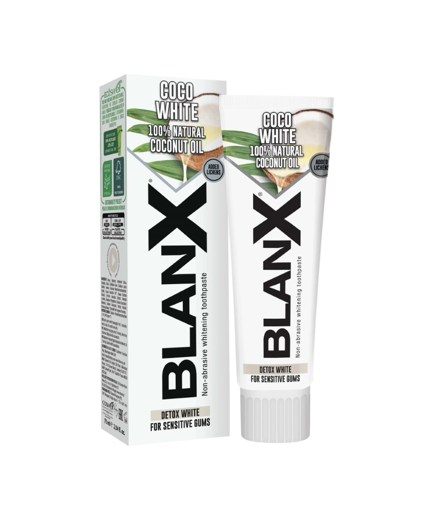 Изображение товара Зубная паста Blanx Coco White 75 мл для ежедневного отбеливания и гигиены