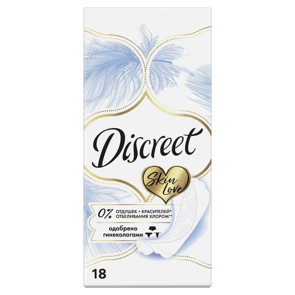 Изображение товара Discreet skin love multiform ежедневные гигиенические прокладки 18 шт Изображение товара Discreet skin love multiform ежедневные гигиенические прокладки 18 шт