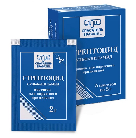 Изображение товара Стрептоцид 2 гр порошок для наружного применения - 5 шт