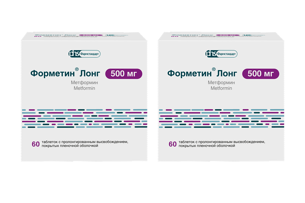 Изображение товара Набор из 2х уп. Форметин Лонг 500мг №60 таб - со скидкой