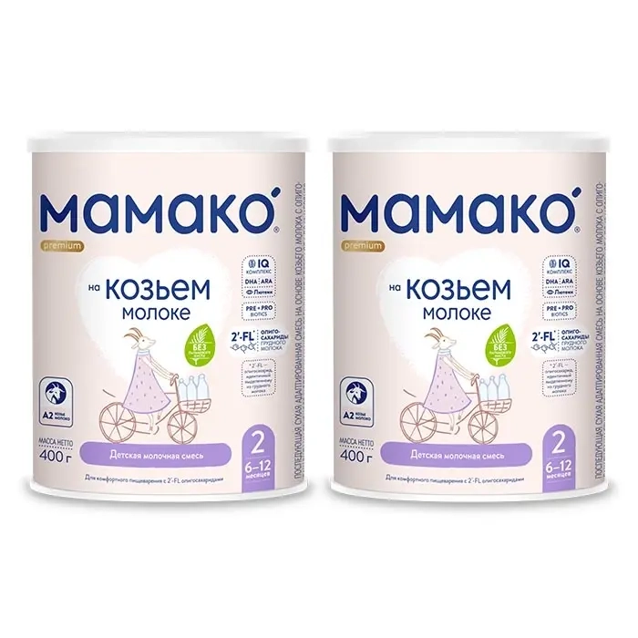 Изображение товара Набор из 2 уп. МАМАКО-2 premium смесь сух на козьем молоке с олигосахаридами грудного молока 400г