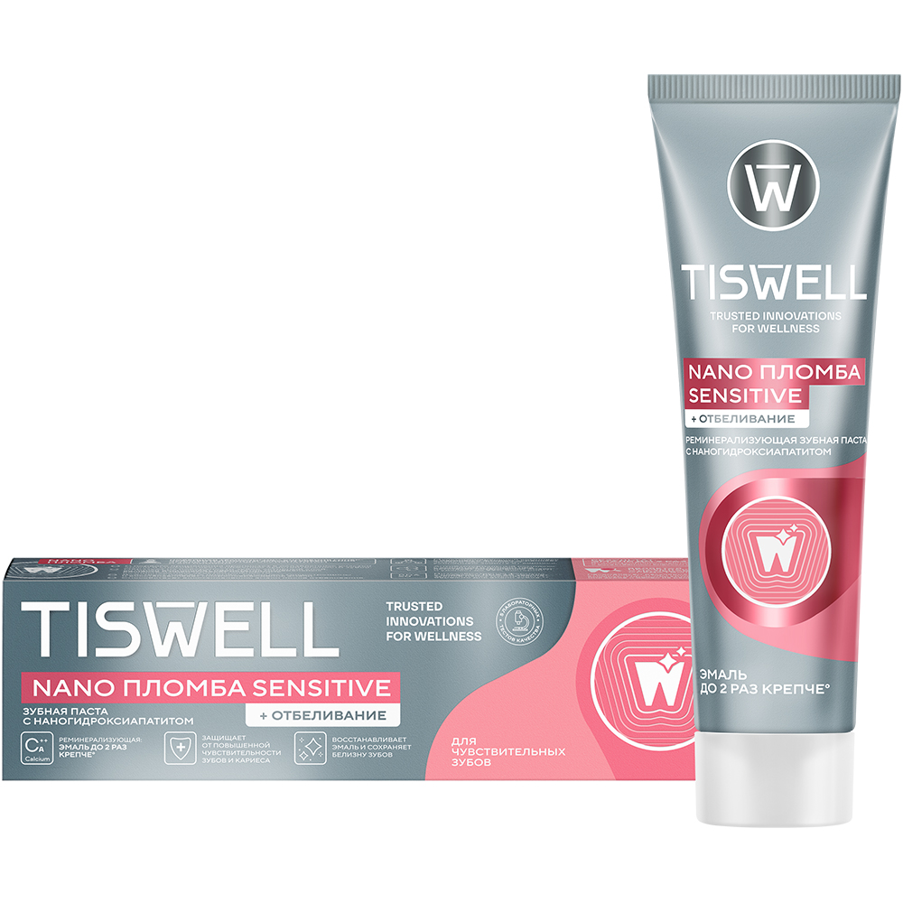Изображение товара Tiswell зубная паста реминерализующая с наногидроксиапатитом для чувствительных зубов+отбеливание 110 гр