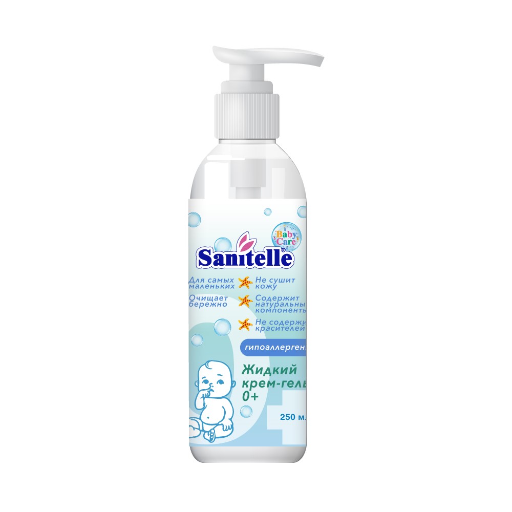 SANITELLE КРЕМ-ГЕЛЬ ДЛЯ КУПАНИЯ С ЭКСТРАКТОМ КОРНЯ МЫЛЬНЯНКИ 0+ 250МЛ инструкция по применению