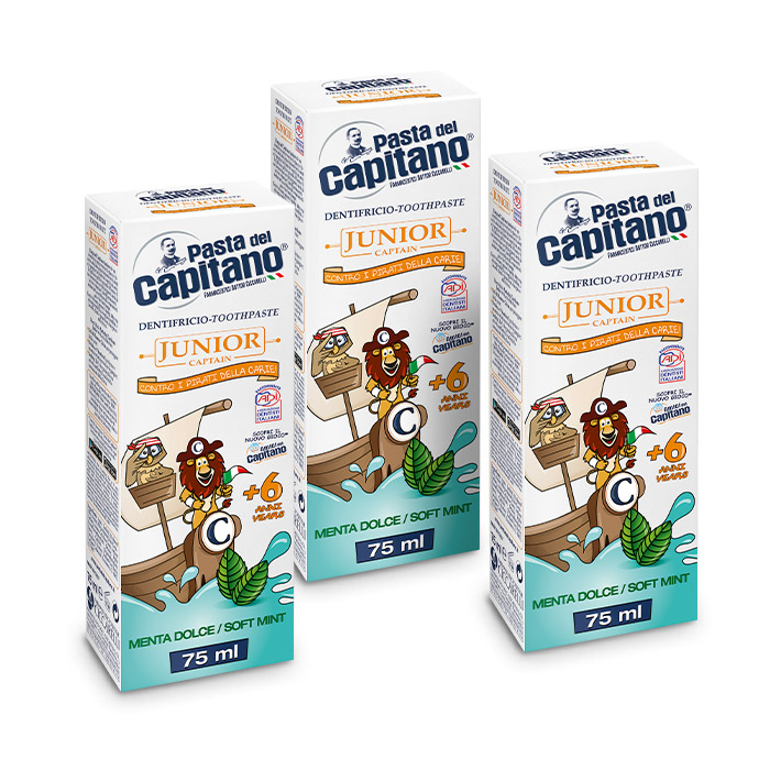 Изображение товара НАБОР 3=2 PASTA DEL CAPITANO ЗУБНАЯ ПАСТА ДЕТСКАЯ JUNIOR SOFT MINT 6+ /МЯГКАЯ МЯТА 75МЛ
