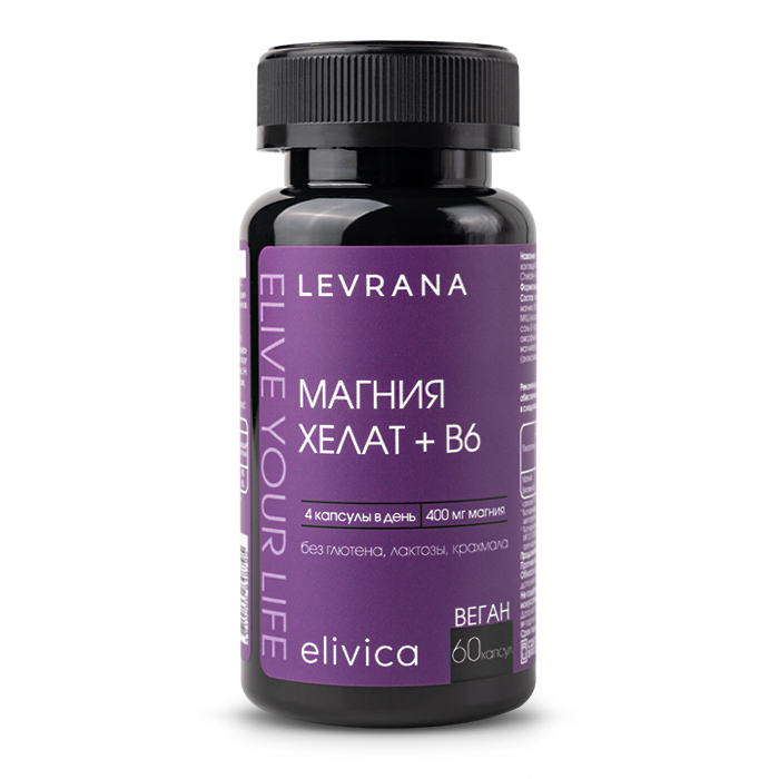 Изображение товара Elivica магний хелат+в 6 60 шт. капсулы массой 510 мг