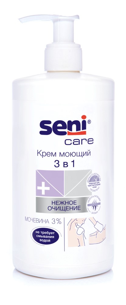 Изображение товара Крем моющий для тела Seni Care 3 в 1 1000 мл – мягкое очищение и уход за кожей