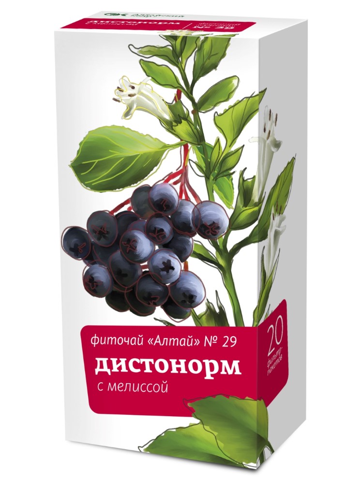 Изображение товара Фиточай алтай № 29 дистонорм с мелисcой 2 гр 20 шт. ф/п