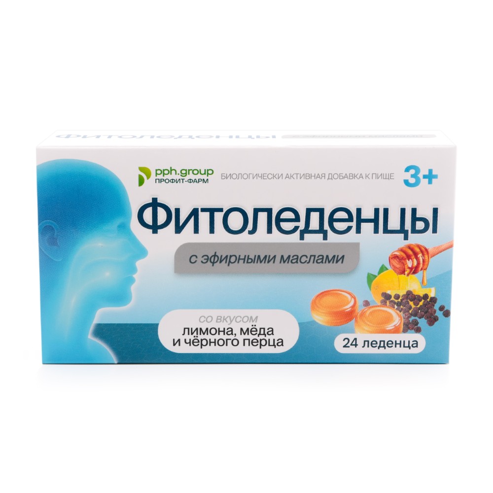 Изображение товара Фитоледенцы с эфирными маслами со вкусом лимон-мед-черный перец 24 шт. леденцы массой 3250 мг Изображение товара Фитоледенцы с эфирными маслами со вкусом лимон-мед-черный перец 24 шт. леденцы массой 3250 мг