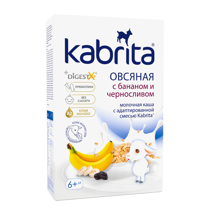 Изображение товара Kabrita каша овсяная на козьем молочке с бананом и черносливом 180 гр