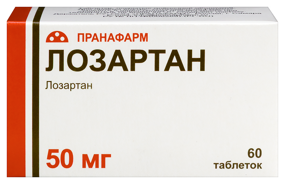 Изображение товара Лозартан 50 мг таблетки 60 шт для лечения артериальной гипертензии