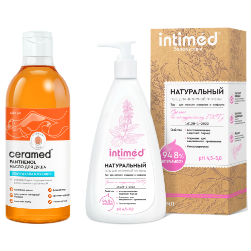 Изображение товара Набор Intimed + Ceramed: интимный гель для мягкого очищения + масло для душа