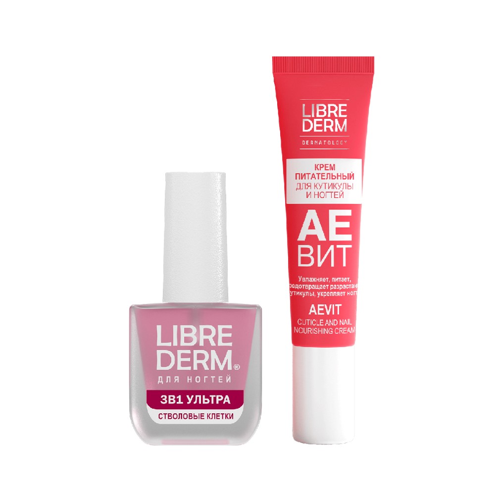 Изображение товара Набор ЛИБРИДЕРМ: крем для кутикулы и ногтей + лак для ногтей 3 в 1 Ультра