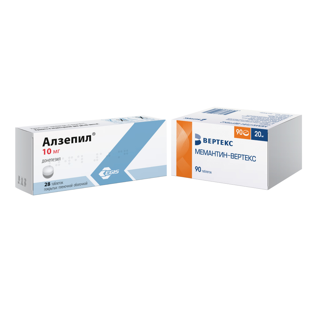 Изображение товара Набор АЛЗЕПИЛ 0,01 N28 ТАБЛ П/ПЛЕН/ОБОЛОЧ + Мемантин-вертекс 20 мг 90 шт. таблетки, покрытые пленочной оболочкой блистер по спец