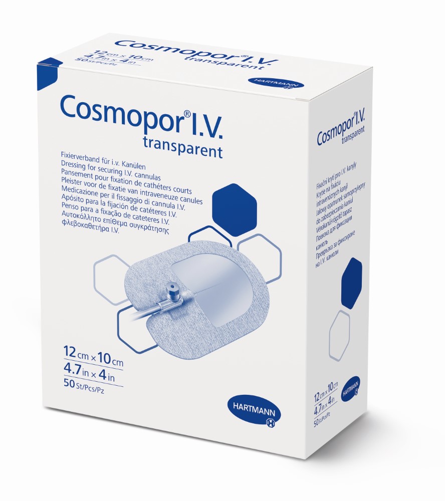 Изображение товара Пластырная повязка для фиксации канюль Cosmopor IV Transparent 12x10 см, 50 шт
