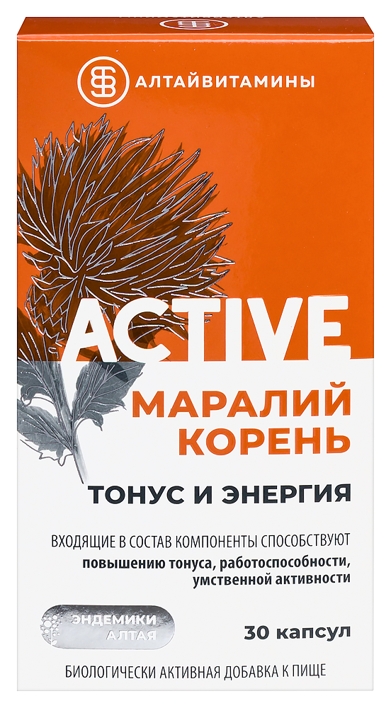 Изображение товара Маралий корень active тонус и энергия алтайвитамины 30 шт. капсулы массой 446 мг