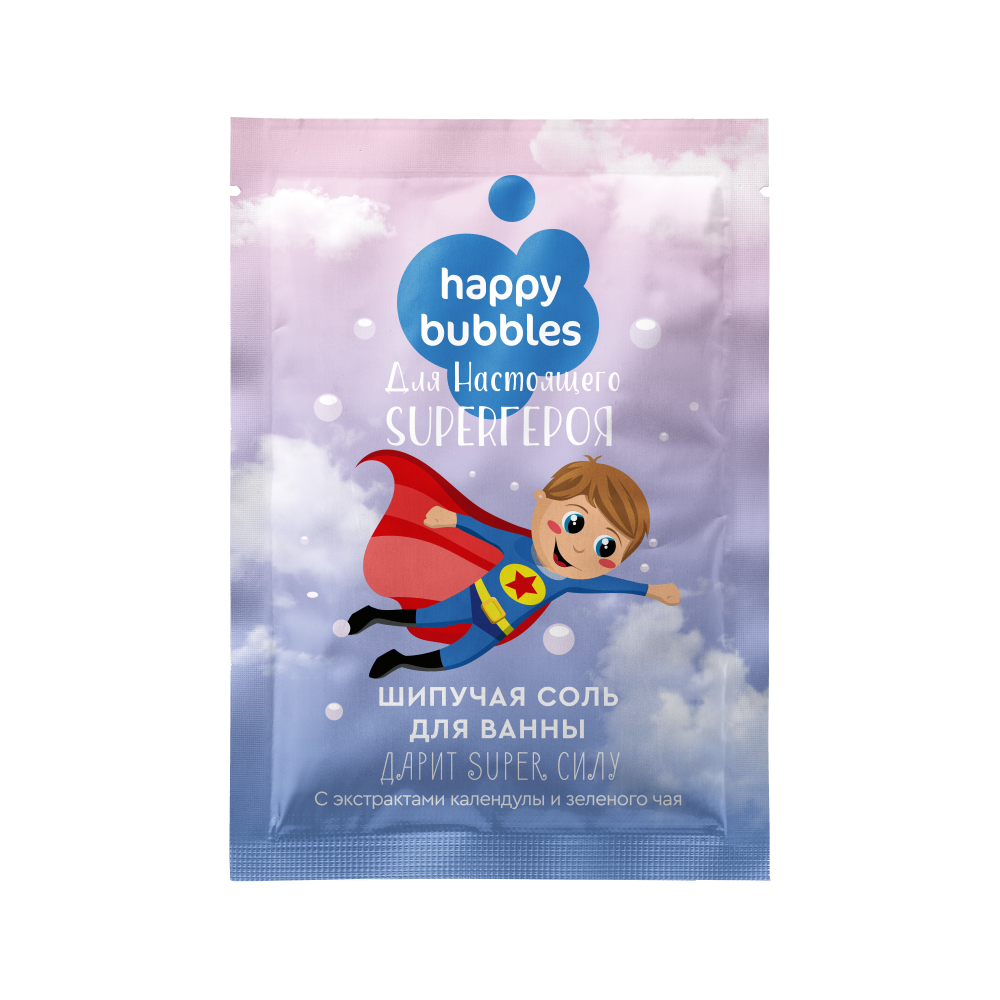 Изображение товара Фитокосметик happy bubbles соль для ванны шипучая для настоящего super героя 100 гр