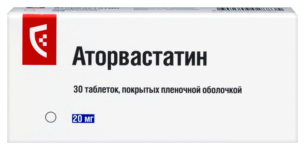 Изображение товара Аторвастатин 20 мг 30 шт. таблетки для снижения холестерина