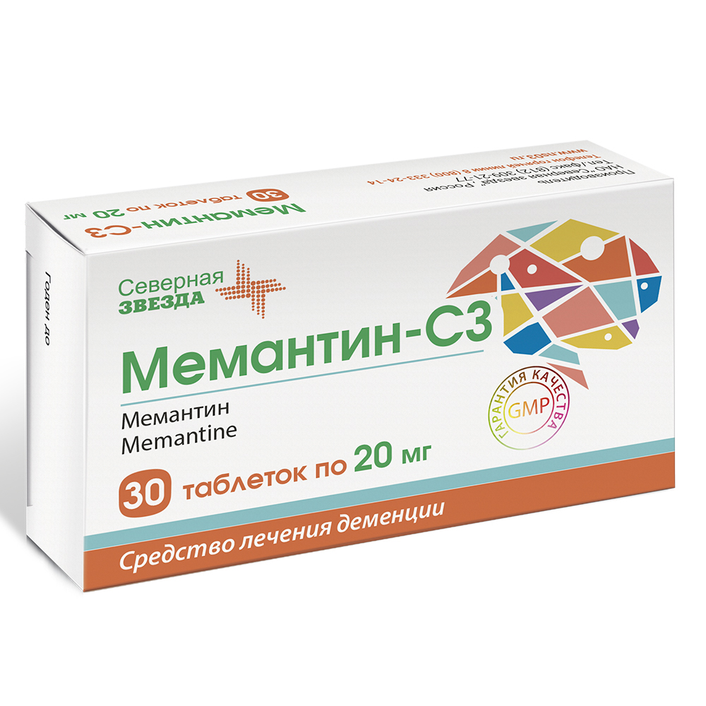 Изображение товара Мемантин-сз 20 мг 30 шт. таблетки, покрытые пленочной оболочкой блистер