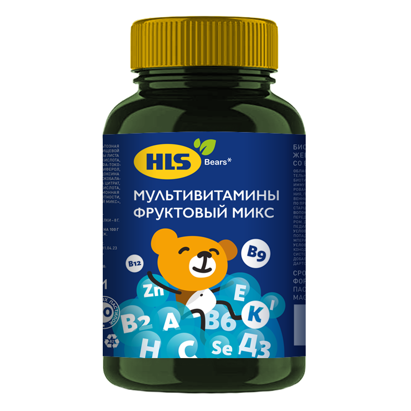 Изображение товара Hls жевательные пастилки мультивитамины фруктовый микс 90 шт