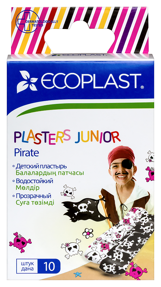 Изображение товара Медицинский пластырь Ecoplast Junior Pirate 70x20 мм набор 10 шт