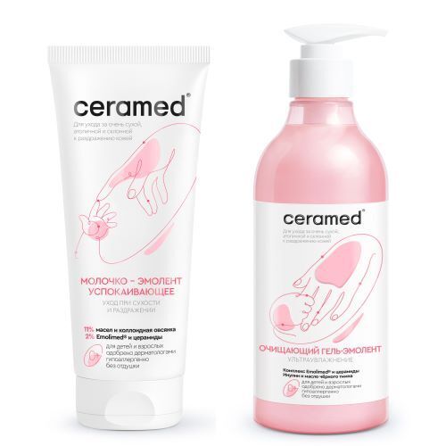Изображение товара Набор Ceramed-Эмолент для ухода за атопичной кожей: гель-эмолент + молочко-эмолент